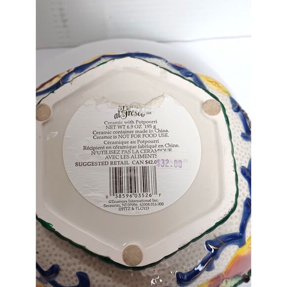 Fitz & Floyd 10" Oval Vegetable Bowl, 8" Open Potpourri Florentine Fruit Pattern - Picture 10 of 15